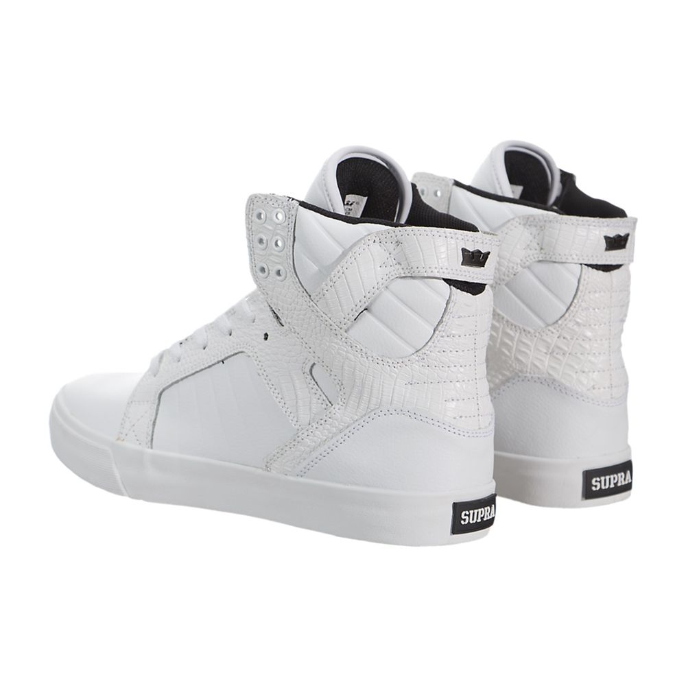 Baskets Montantes Supra SkyTop Blanche White/Croc-White Homme | SEK-08609094